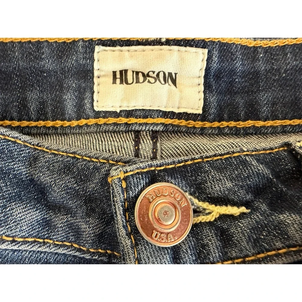Hudson Hampton Cuffed Denim Shorts Size 25 Blue Low Rise W617DGC Y2K Aesthetic